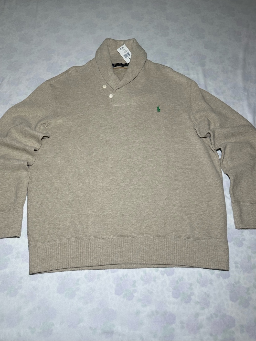 Polo Ralph Lauren Mens Tan Shawl Collar Button Pullover Sweatshirt XL NWT
